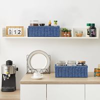 Paniers de rangement carrés modernes, plateau rectangulaire tissé en corde de papier pour la maison, la cuisine, l'affichage des aliments, la suspension flexible et écologique