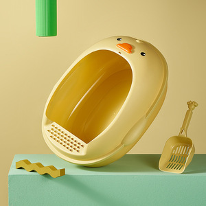Bac à litière semi-fermé en forme de canard jaune, petite et grande taille, anti-éclaboussures, pour chats, en matériau PP - Product Image 3