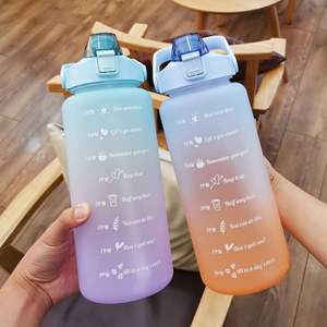 Large Capacity 2L Gradient Color Water Cup for Summer Fitness Sports Oversized <b>Straw</b> Kettle with Factory Shipment for Camping - Product Image 2