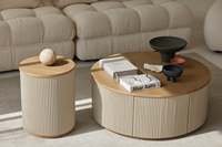 Nodic japonais moderne vintage bois de chêne multifonctionnel salon rangement rond table basse table d'appoint table d'appoint ensemble de table d'appoint
