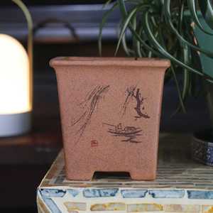 Maceta Cuadrada para Bonsái Yixing Zisha, Hecha a Mano con Arcilla Púrpura, para Interiores y Escritorio - Product Image 3