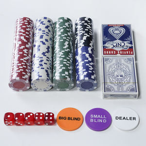 Jeu de jetons de poker 200 pièces 11.5g pour Texas Hold'em, <span class=keywords><strong>Blackjack</strong></span>, avec étui en aluminium, cartes à jouer, croupier, petit et gros blind et 5 dés - Product Image 4
