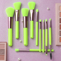 5 couleurs de haute qualité 10 pièces pinceaux cosmétiques fluorescents ensemble Durable Blush fard à paupières correcteur rouge à lèvres trousse à outils