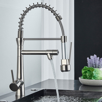 Bonne qualité de construction bec à ressort pivotant tirer vers le bas 2 fonctions pulvérisateur brossé Antique Bronze laiton évier de cuisine robinet mélangeur brosse