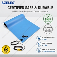 ESDELES 60X120CM Biru ESD Anti-Statik 2-Lapisan Ketebalan 2-5mm Alas Kerja Tahan Panas untuk Komputer