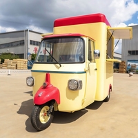 Camión de Comida Moto Piaggio Ape, Cafetería Móvil, Carrito de Hot Dogs/Helados, Remolque de Comida con Cocina Completa