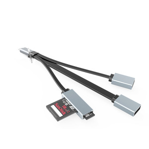 3 in 1 USB C ハブ 3A急速充電 PVC編組カードリーダーアダプターケーブル Type-C USB 3.0 2.0 ハブ SDカード、マイクロSD、TFカード対応 モバイル用 - Product Image 4
