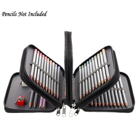SUNTECH Trousse à crayons à fermeture éclair en tissu Oxford à 4 couches grande capacité 20x12.5x8cm Organisateur de rangement pour 72 crayons de couleur et marqueurs