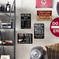 Vintage Tool Rules Metal Tin Sign Retro Funny Mechanic Uurtarief Wanddecoratie voor Man Cave Garage Workshop Home Decoration