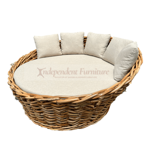 New Modern Minimalist Luxury Outdoor Rattan Daybed Sofa Bed Cushions Set Sponge Filling Solid Wood Cover Resort Hotel Furniture - Product Image 5