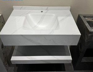 Fregadero de flexión en caliente mate libre de diseño moderno, encimera de <span class=keywords><strong>losa</strong></span> de piedra sinterizada rectangular integrada sin costuras, incluye <span class=keywords><strong>escurridor</strong></span> - Product Image 2