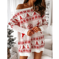 Cashmere Long Style Sexy Sweater Set aus Schulter pullover Gestrickte lange Socken Zweiteilige Sets Weihnachts pullover Set für Frauen