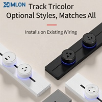 XIMLON Prise sur rail mobile 3 couleurs avec bande lumineuse LED à détecteur de mouvement intégré pour bureau intelligent, chambre et cuisine
