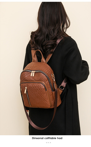 <span class=keywords><strong>Sac</strong></span> <span class=keywords><strong>à</strong></span> <span class=keywords><strong>dos</strong></span> <span class=keywords><strong>carré</strong></span> vintage de luxe pour <span class=keywords><strong>femme</strong></span> en PU imperméable avec fermeture éclair et bandoulière arquée pour usage quotidien et universitaire - Product Image 6