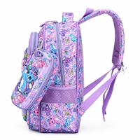 Sac à dos enfant mignon motif chat bleu avec trousse, léger et respirant, pour filles de l'école primaire