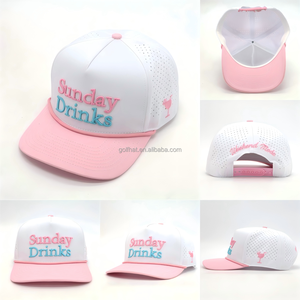 Custom Embroidered <b>Waterproof</b> Laser Cut Perforated Golf Hats 5 Panel Designer Gorras Snapback <b>Cap</b> Baseball <b>Cap</b> for Man - Product Image 2