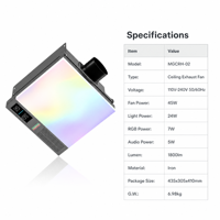 Ventilateur de plafond intelligent avec commande vocale Alexa Google Home, lumière LED RGB 1800lm 45W 110V à 240V, ventilateur de ventilation pour salle de bain