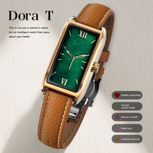 Elegante Reloj Inteligente Rectangular para <span class=keywords><strong>Mujer</strong></span> con Esfera de Trébol, Correa de Cuero de Lujo, Monitoreo de Salud Femenina, AMOLED Magnético IP68 - Product Image 3