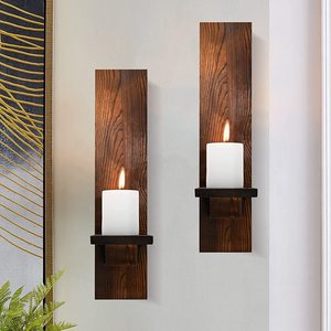 Solid Wood Wall Candle Holder Rectangle Multipurpose <b>Storage</b> <b>Unit</b> <b>For</b> Living Room <b>Kitchen</b> - Product Image 1