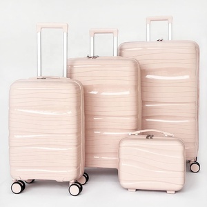 Ensemble de 3 valises rigides en plastique léger à roulettes avec trousse de toilette, anti-casse, en PP, bagages cabine - Product Image 3
