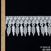 Bandes de dentelle guipure à sequins brodées en polyester élastique blanc, prix usine, acceptant la personnalisation