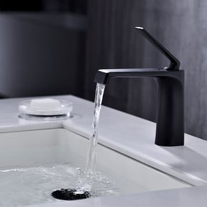 Cobre y latón baño <span class=keywords><strong>barato</strong></span> manija única mate negro <span class=keywords><strong>lavabo</strong></span> <span class=keywords><strong>grifo</strong></span> para baño <span class=keywords><strong>grifo</strong></span> <span class=keywords><strong>lavabo</strong></span> - Product Image 1