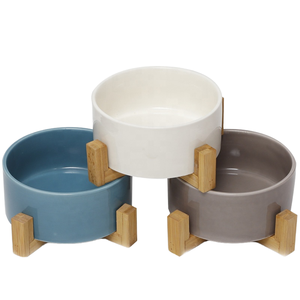 Piccolo animale portatile eco-friendly <span class=keywords><strong>Cat</strong></span> Bowl solido rotondo piatto in ceramica con funzione rialzata per viaggi all'aperto facile da pulire - Product Image 1