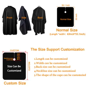 Hair Cape Polyester Custom Logo Hair Salon Makeup Haircut Gown With Snap Black Barber Apron Hairdresser Capes