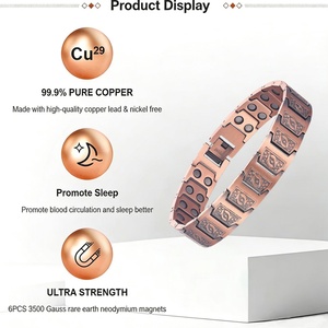 Adjustable Pure <b>Copper</b> Magnetic Therapy <b>Bracelet</b> for Arthritis Relief Classic Chain Link Unisex Customized Fashion Health Care - Product Image 3