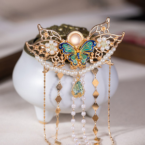 Tocado de estilo antiguo con borlas largas, horquillas Hanfu, moños de mariposa, pinzas para el pelo, pinzas retro para el cabello, accesorios para el cabello para espectáculos. - Product Image 2