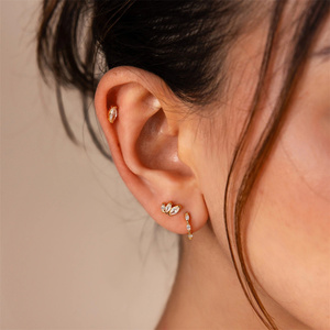 Juego de Aretes de Oro, Joyería de Moda, Aretes Geométricos con Zirconia en Forma de Ojo de Caballo para Chicas - Product Image 6