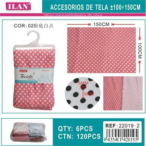 Tessuto a pois Ilan 100x150 cm, pois rosa e bianchi per lavori artigianali - Product Image 1