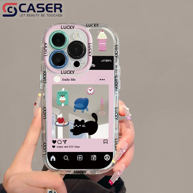Trending Innovative Animal Cute Cartoon Black Kitten Design Vitality Shockproof Phone Case for iPhone 17 16 15 Pro Max