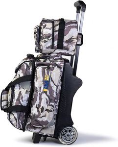 BSCI Factory Prime Double <b>Roller</b> 2 Ball Bowling Bag with <b>Large</b> Separate Compartment for Bowling Shoes Retractable Handle - Product Image 2