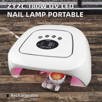 Lampe à ongles UV LED professionnelle 180W haute puissance, portable, rechargeable, en plastique, pour usage domestique et en salon, pour le durcissement du vernis gel