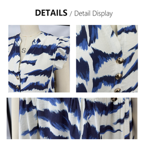 Abito Floreale da Donna in Stile Europeo e Americano con Maniche a Sbuffo, Ampio e Traspirante, Ideale per l'Uso Quotidiano - Product Image 6