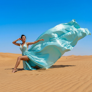 <b>Gold</b> Satin Luxury Natural Waist Flying Gown High Slit Floor-Length Flowy Beach Photoshoot Elegant <b>Evening</b> Prom <b>Dress</b> Womens B2B - Product Image 1