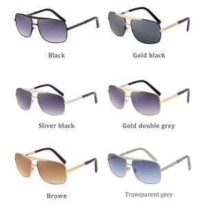 Gafas de Sol de Moda con Doble Puente Metálico y Lentes de PC con Protección UV400 para Hombre, Diseño Grande y Avanzado - Product Image 2