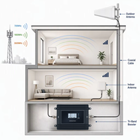 Amplificateur de signal tri-bande EasyBoost B28 B3 B7 700/1800/2600MHz GSM 4G 5G Répéteur avec contrôle Tuya, amplification d'appel, certifié CE 70dB