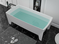 Baignoire autoportante moderne en pierre artificielle de 1,7 m avec fonction douche, prix usine Gemei, application sur mesure