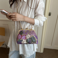 Sac de soirée rétro en dentelle brodée florale, mini pochette bandoulière pour mariages, dîners et rendez-vous