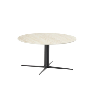 MDF Sintered Stone Top Black Metal Legs Set of 2 <strong>Nesting</strong> Round Coffee <strong>Tables</strong> for <strong>Dining</strong> Living Room - Product Image 1