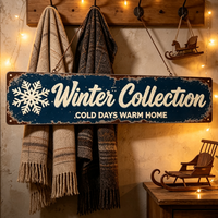 Laissez la neige tomber... ailleurs - Panneau en aluminium enduit avec peinture décorative - Art mural d'hiver - Décoration vintage pour la maison - 4x16 pouces