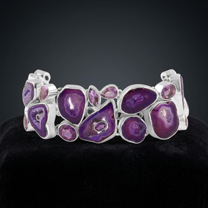 Geode Druzy <b>Amethyst</b> 925 Sterling Silver Gemstone <b>Bracelet</b> Handmade Jewelry Customizable Third Party Certified for Parties - Product Image 3
