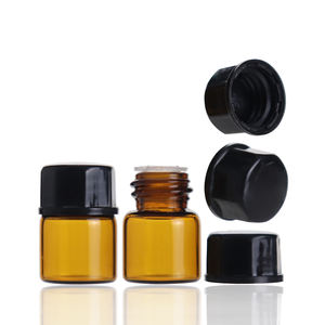Botella de Vidrio Ámbar Pequeña Vacía de 1 ml para Muestras de Aceites Esenciales con Tapón Interno y Tapa de Rosca de Plástico - Product Image 4