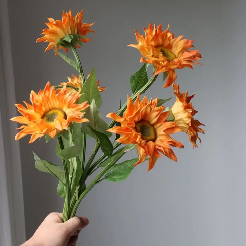 Flores artificiales de tallo único de girasol PU de alta calidad YB1830 ZUOYI para Decoración