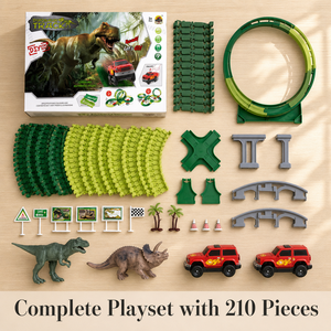 <span class=keywords><strong>Circuit</strong></span> de <span class=keywords><strong>course</strong></span> flexible DIY de 383 cm avec pont en boucle, 210 pièces, pour dinosaures, alimenté par piles, <span class=keywords><strong>jouet</strong></span> voiture, cadeau, vente en gros - Product Image 3
