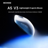 Souris de jeu optique sans fil USB MCHOSE A5 V3 PAW3395 avec rétroéclairage LED, rechargeable, programmable, 6 boutons, ergonomique pour droitier
