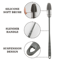 Brosse à biberon pas chère, 1 pièce, réutilisable, nettoyant pour biberon, nettoyage en profondeur, manche long, col étroit, brosse à biberon pour nettoyer les gobelets, les bouteilles d'eau