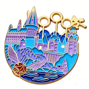 Enamel Metal <b>Pin</b> Castle Scene Brooch Gold Tone Single Side <b>Badge</b> for Clothing Bag Gift - Product Image 4